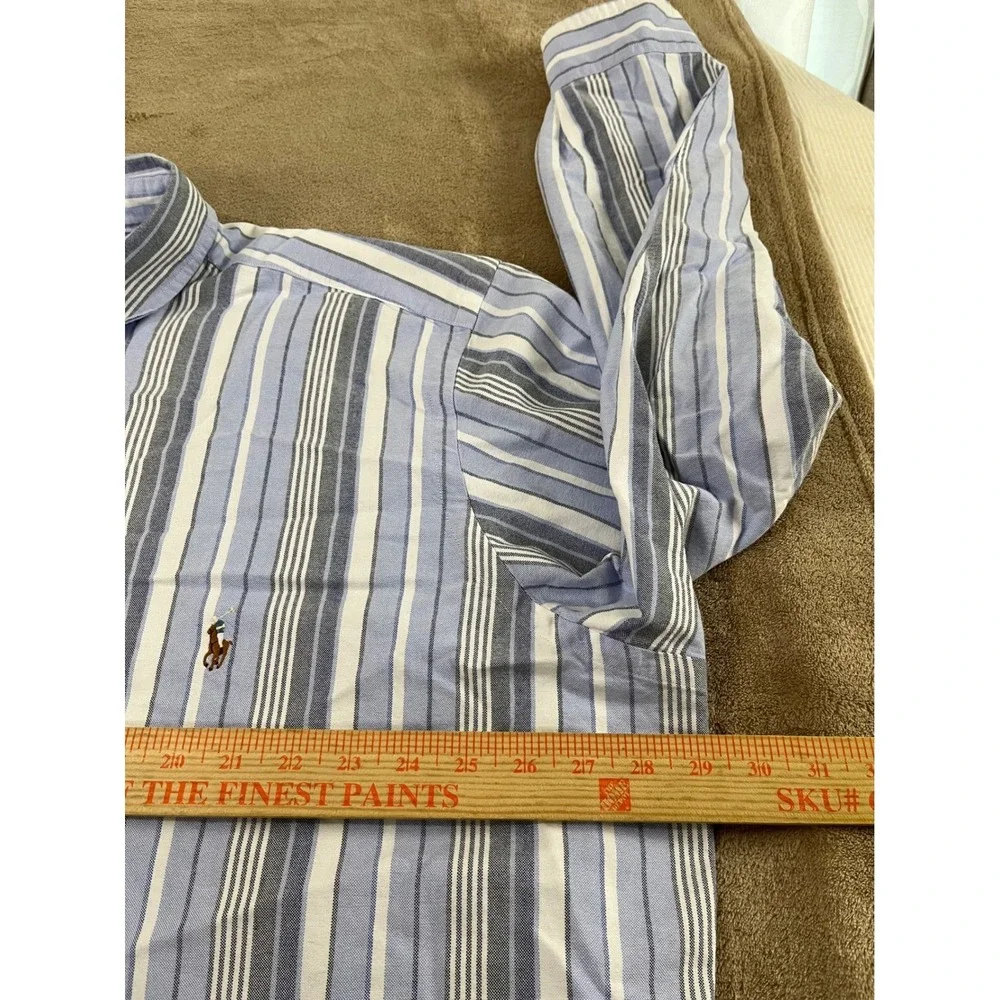 Polo Ralph Lauren shirt men's size 2XB Big Striped Button Down Blue Fresh‎ Pony